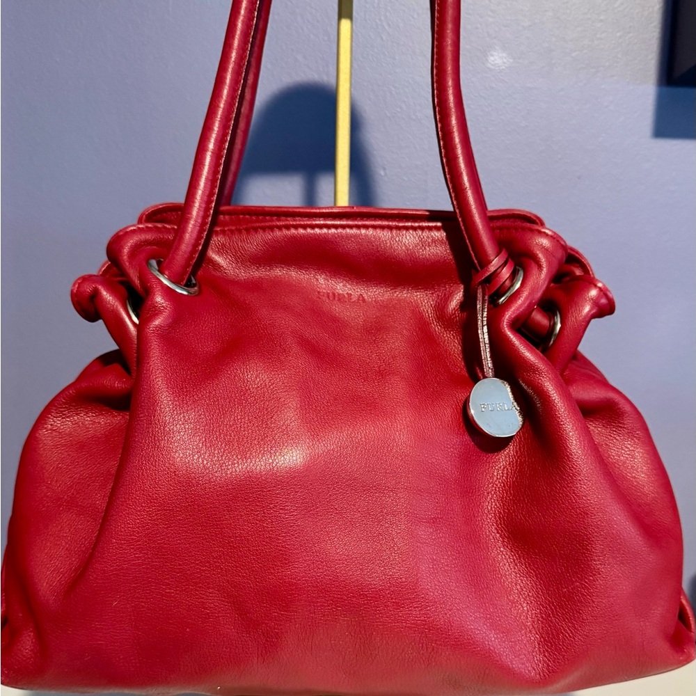 Furla Carmina Red Leather Shoulder Bag
